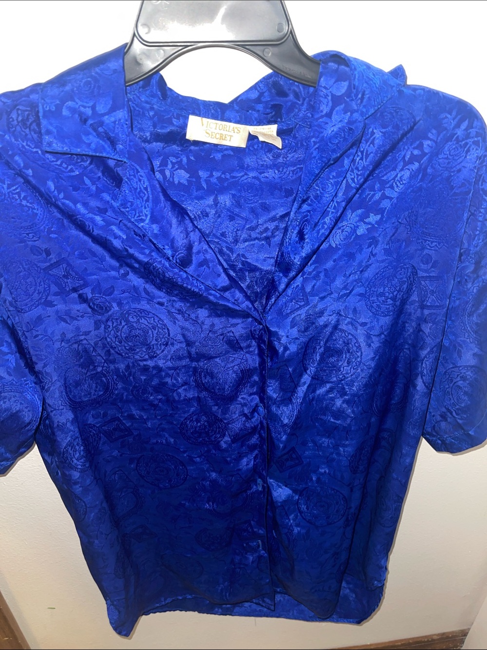 Victoria's Secret Royal Blue Satin Jacquard Top